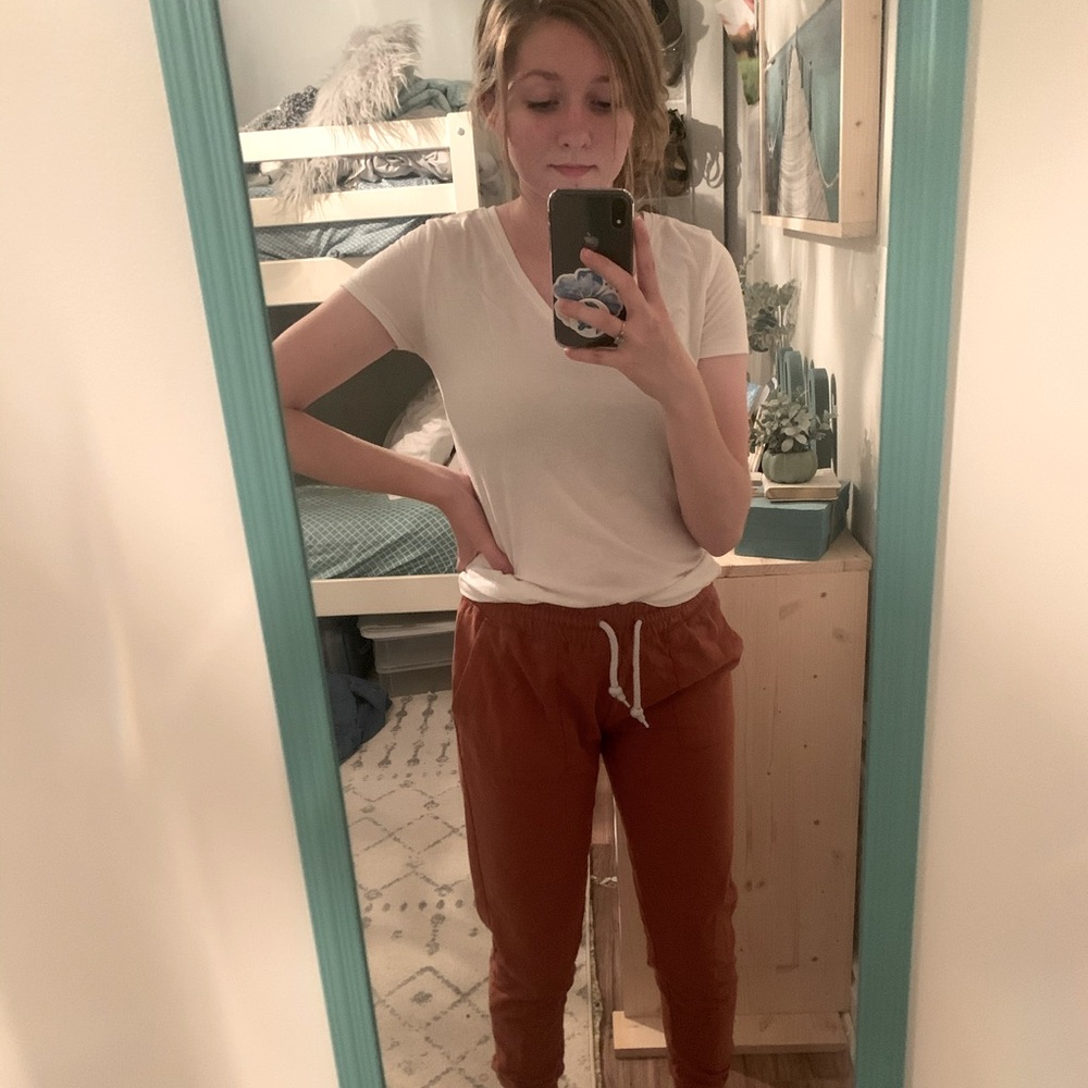 -burnt orange joggers-